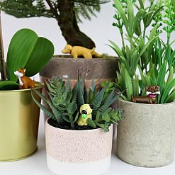 Set di quattro cagnolini per decorare i vasi da fiori