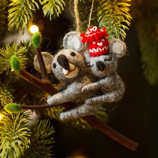 Mamma koala e baby koala per decorare l'albero di Natale