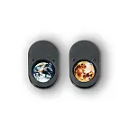 Include due lenti, una della luna e una del pianeta Terra.