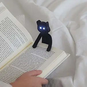 Segnalibro a forma di gatto con luce di lettura