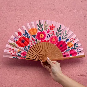 Originale ventaglio con stampa di fiori di campo