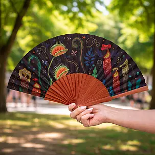 Originale ventaglio con stampa di piante carnivore