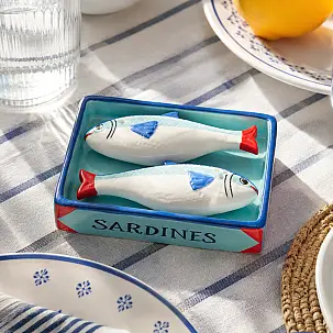 Saliera e pepiera a forma di sardine