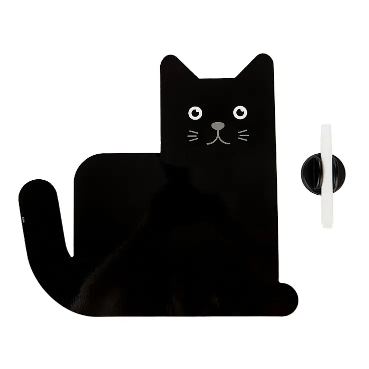 Una lavagna magnetica a forma di gatto
