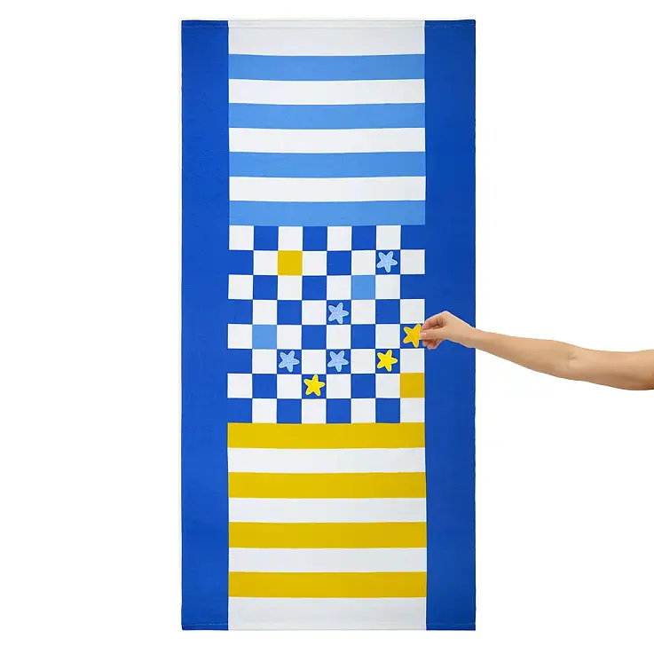 Asciugamano da spiaggia originale della linea Checkers blu